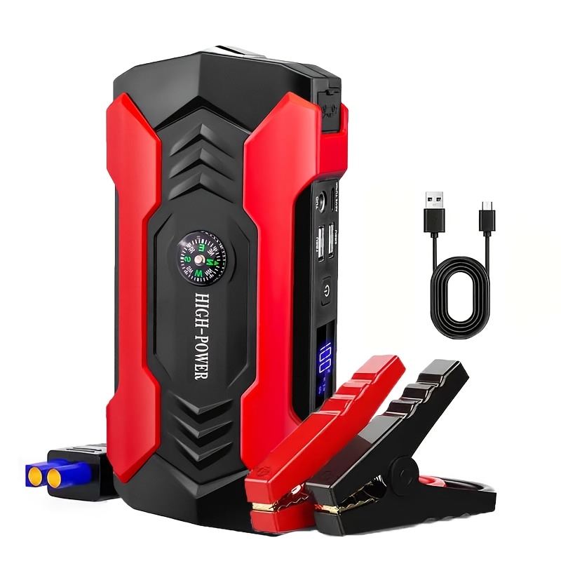 TEMU Démarreur de voiture, chargeur de batterie de voiture 3000A de pic, pack de batterie de démarrage (jusqu'à 10L d'essence ou 8,5L de diesel) avec