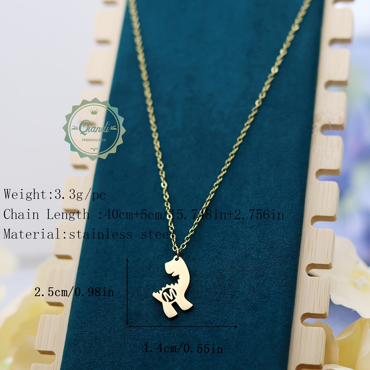 Custom Name Personalized Dinosaur Necklace