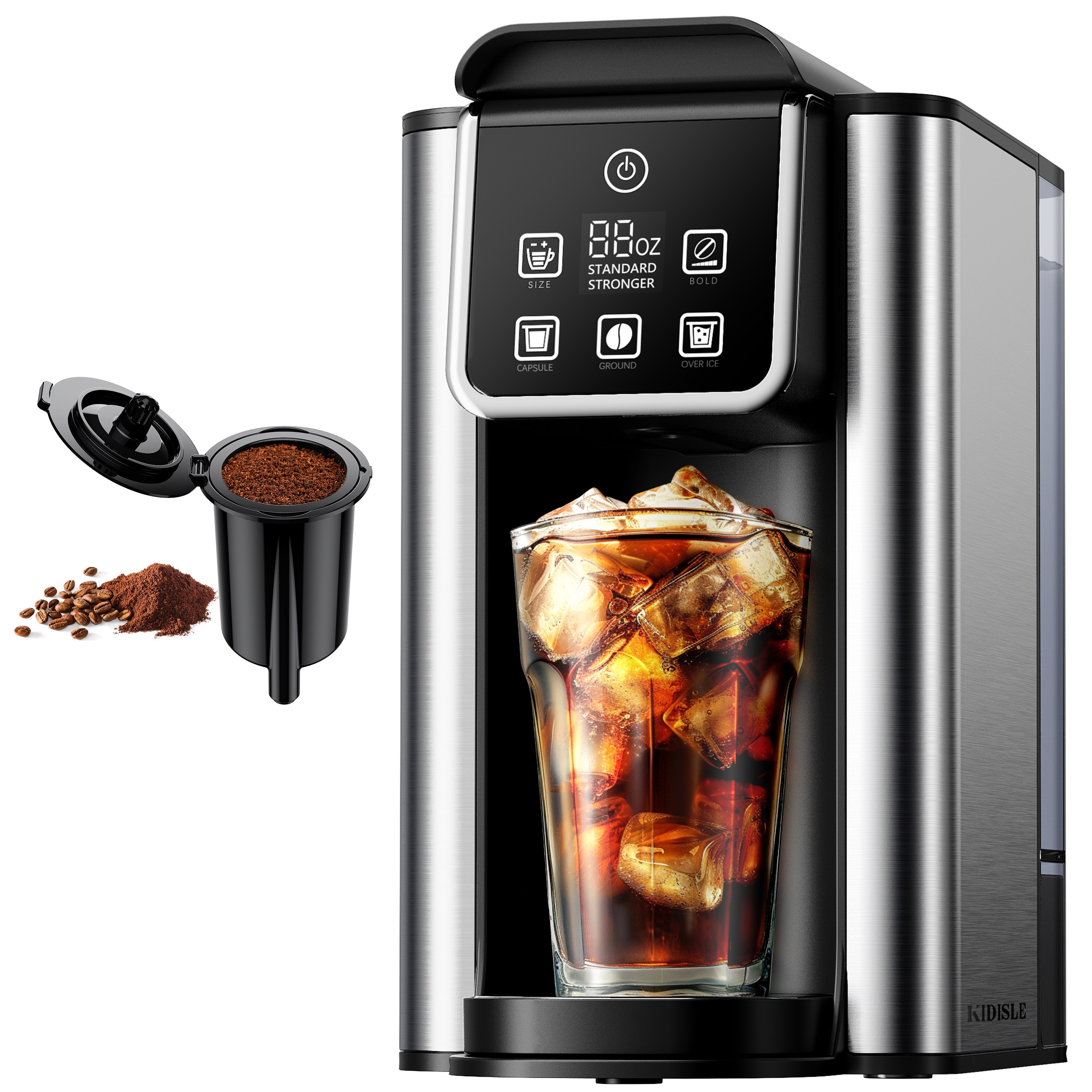 

Hot & Iced Coffee Maker With Setting, Coffee Maker Cup And Grounds, 6-14 Oz Brew Sizes, 50 Oz Removable Water , Machine With Reusable Filter, Black