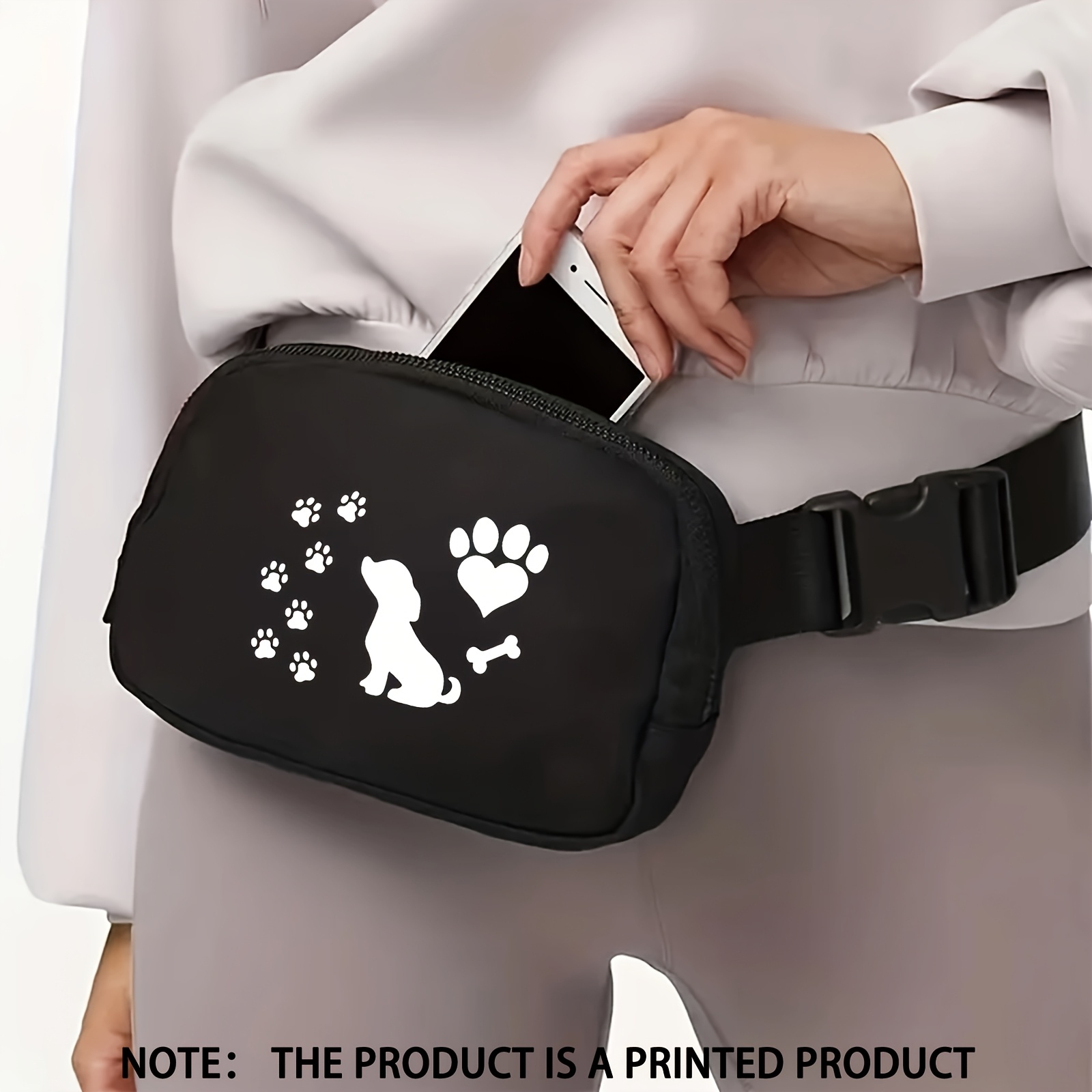 Image of 1pc Easy Versatile Claw Hollow Heart Pattern Print Waist Pack Multi-functional Belt Adjustable Shoulder Strap Trendy Outdoor Sports Body Waist Bag