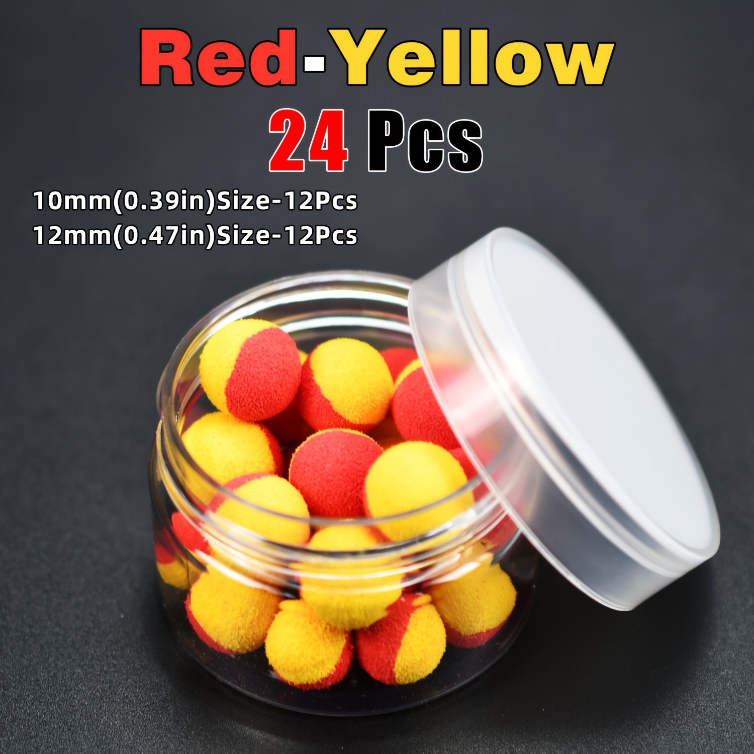 24pcs/box European Carp Bait Fishing Foam Ball Lure 2 Tone Round Shape Fishing Lures Fishing Beads Eva Material