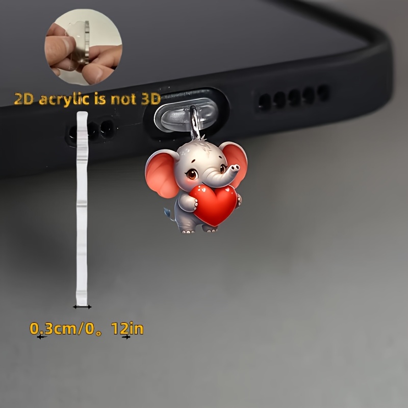 2D Flat Acrylic Elephant Phone Dust Plug