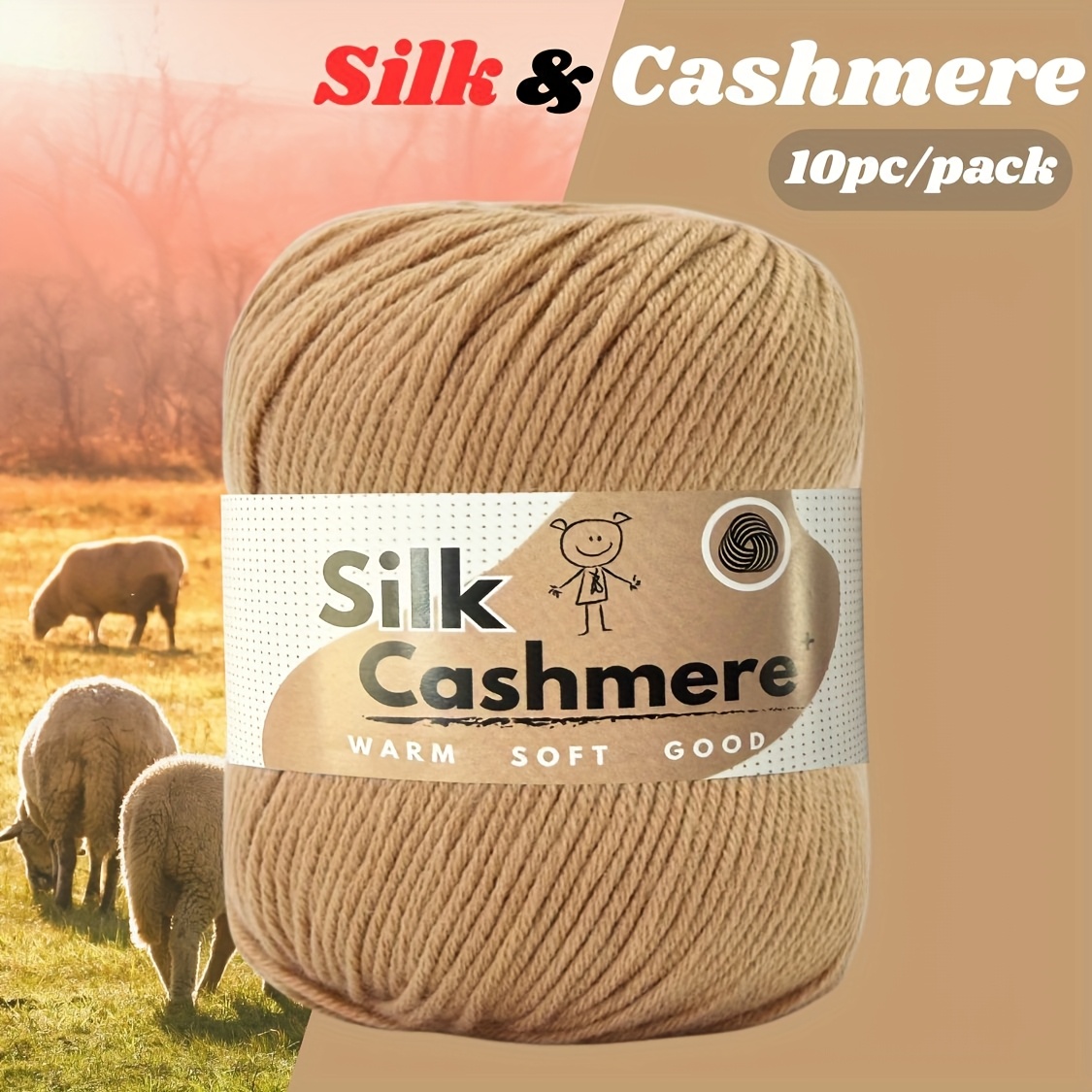 TEMU 10 piezas de hilo de cachemira de seda DK tejido, calidad, y , para crochet y tejido, para Navidad, Halloween, Pascua, Día de Acción de Gracias,