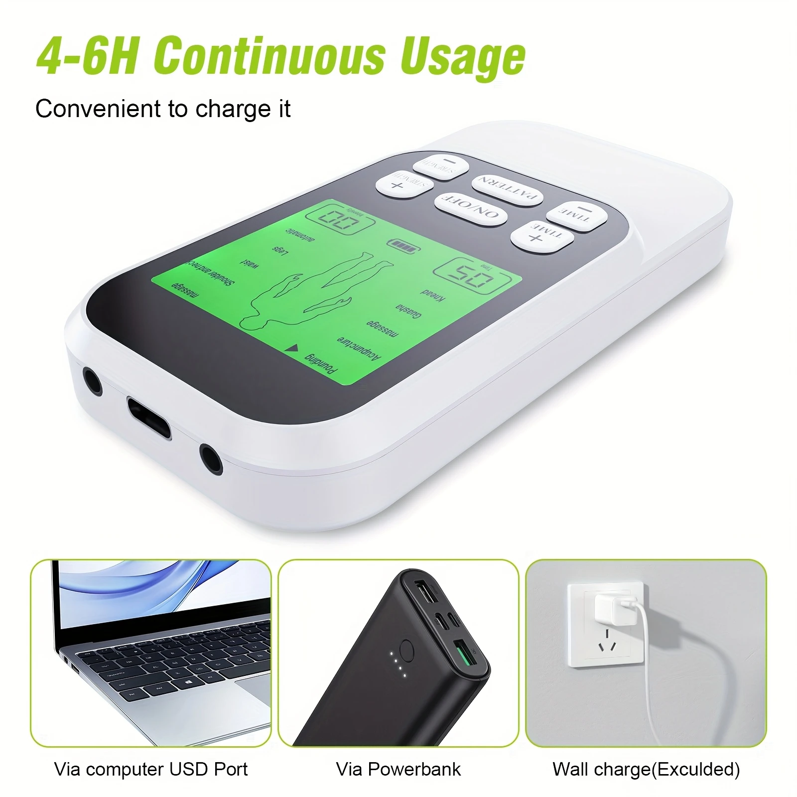 Portable Dual Channel EMS Muscle Stimulator - 10 Modes – detail 2