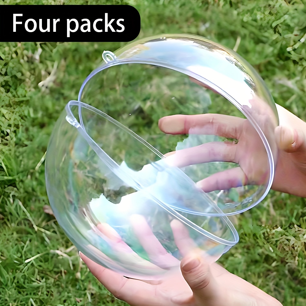 TEMU 4pcs Of 20cm/7.97 Inch Transparent Refillable Diy Plastic Ball Decorations With Transparent Hanging Decorations, Suitable For Birthdays,
