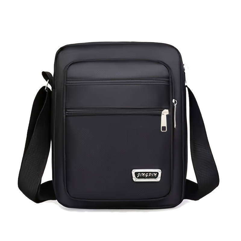 TEMU Nylon Briefcase - Large , Waterproof With Adjustable Strap, Rivet , Black