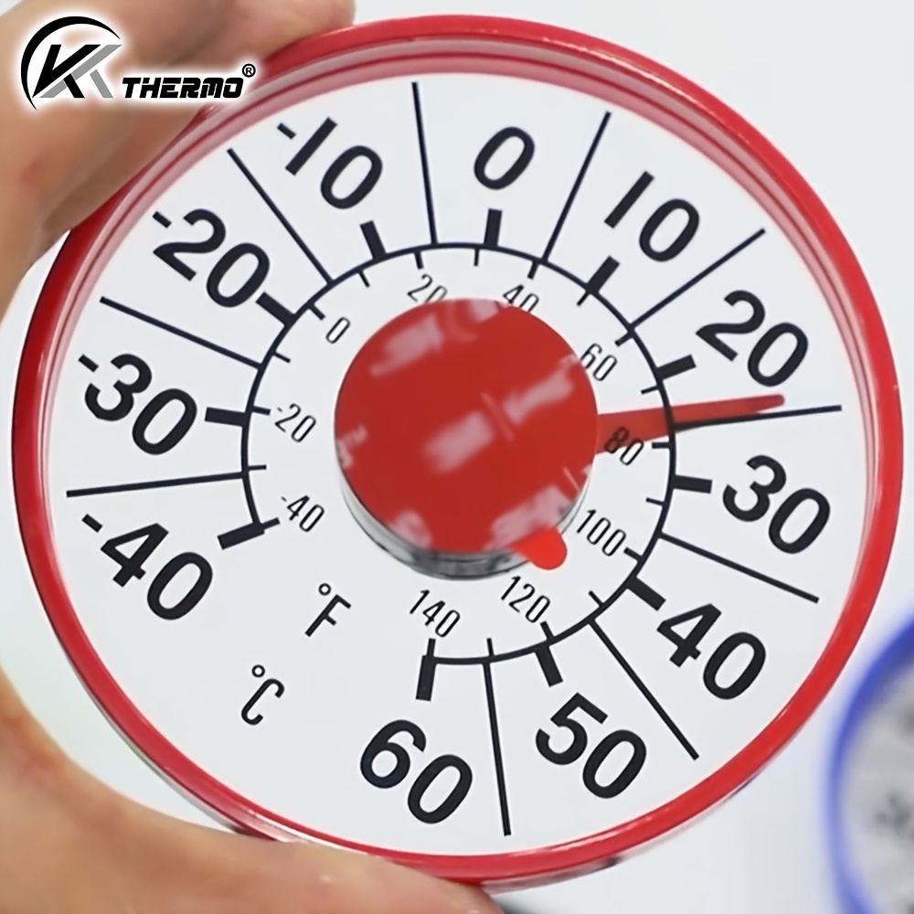 TEMU Termometro in acrilico per finestre, termometro adesivo da esterno in vetro da 4,3 pollici/11 cm con display in /, indicatore analogico di per