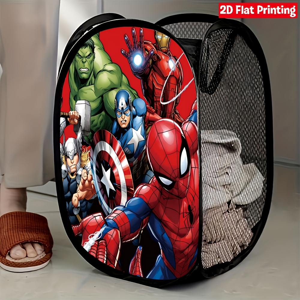 E-shop Marvel Heroic Team Mesh Pop-Up Wäschekorb Platzsparende Zusammenklappbare Aufbewahrung für Zuhause Schlafzimmer Büro Einfach Faltbar