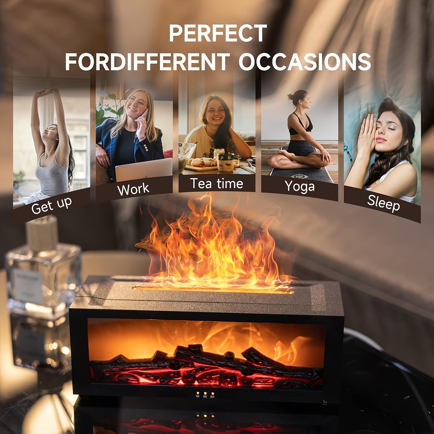 7 color fireplace humidifier wall mounted fireplace air diffuser humidifier with 7 adjustable colors usb plug 10 ideal for home bedroom office and yoga Product details 6