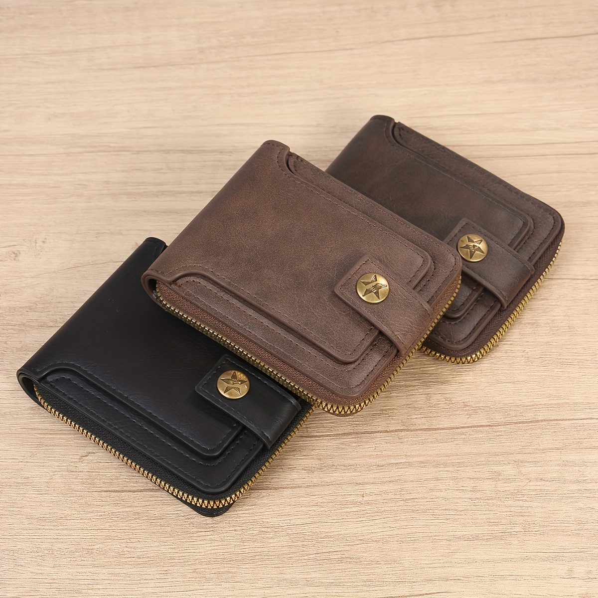 1pc mens pu leather solid color business wallet card holder