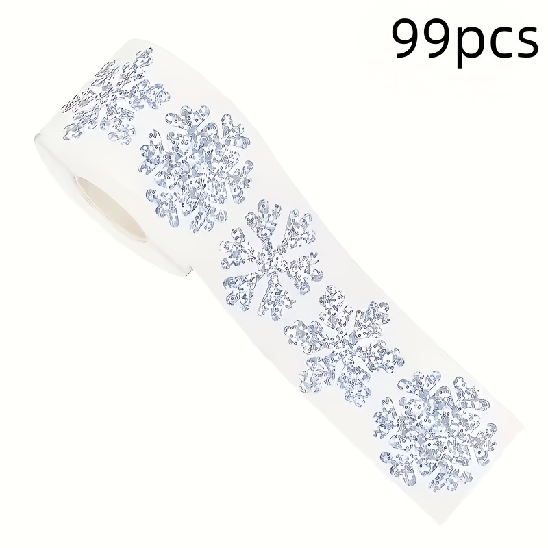 TEMU Rollo de Stickers de Copo de Nieve con , 99 piezas de Stickers Autoadhesivos de PVC con Navideñas de Invierno, Calcomanías Decorativas