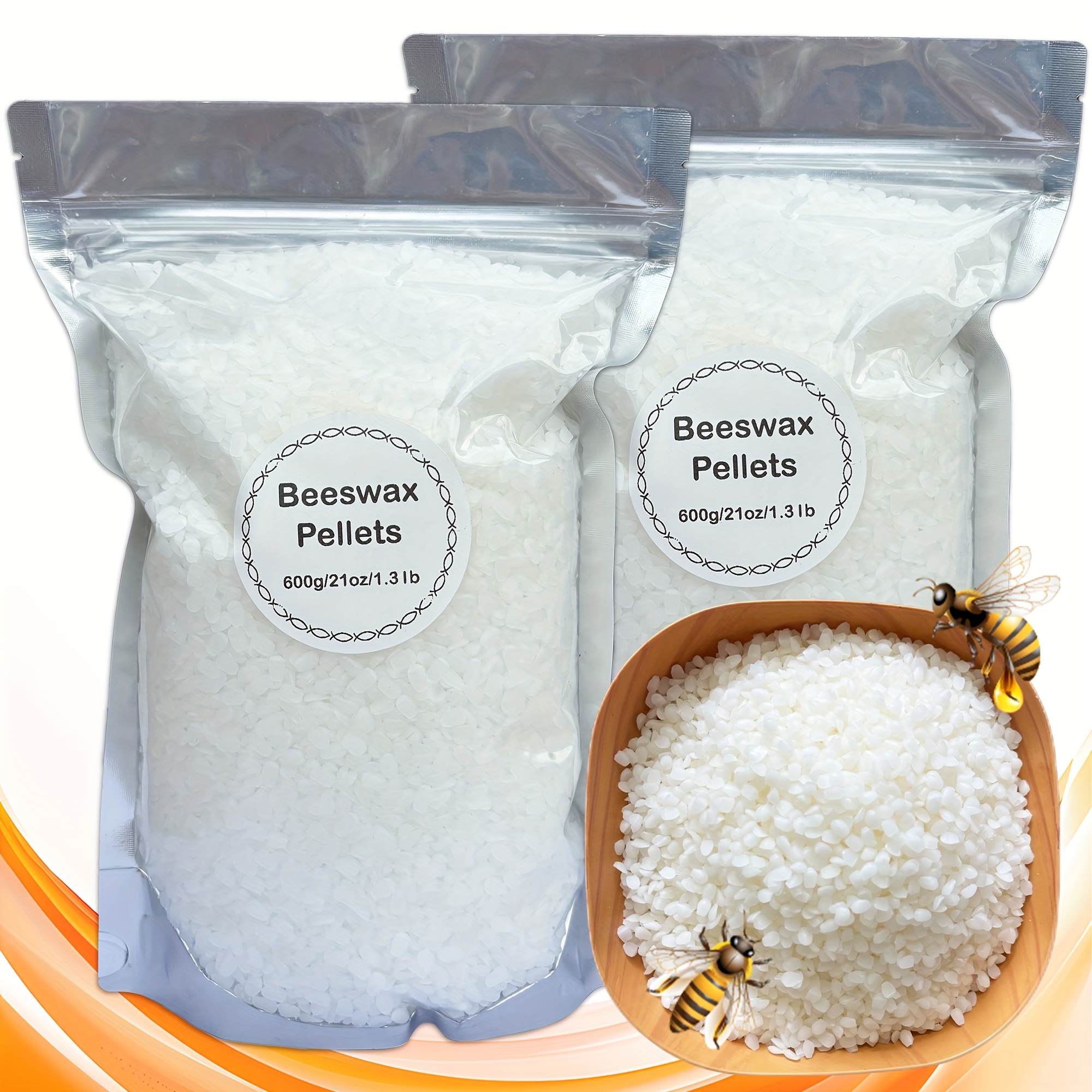 Image of 600g/ Of White Beeswax Pellets, Suitable For Candle Making And Home Crafts, Triple Filtered, Ideal For Candles And Projects, Easy-to-use Candle Making Supplies