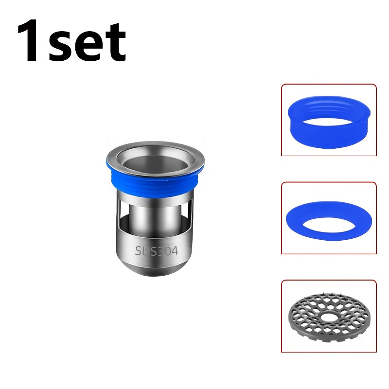 TEMU 1pc Stainless Steel Odor-proof & Insect-proof Backflow Drain Core -drain Valve & Removable Hair/jewelry Catcher, Suitable For Sink, Bathtub,