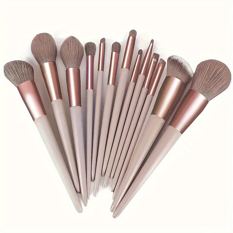 

2021 Luxe Makeup Brush Set - 8/13pcs, Hypoallergenic Nylon Bristles For Types, Foundation, Blush, Eyeshadow & More - Stylish Black & Rose Golden