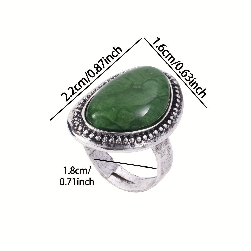 Vintage Boho Oval Resin Ring for Weddings & Parties