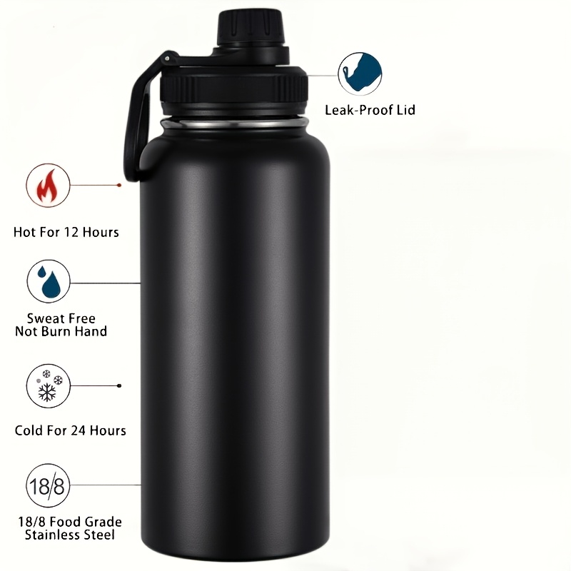 TEMU A 32-ounce(1000ml) Double-layer Insulated Stainless Steel Sports Bottle, With A Handle And Leak-proof Design, Keeps Beverages Cold And Hot. A