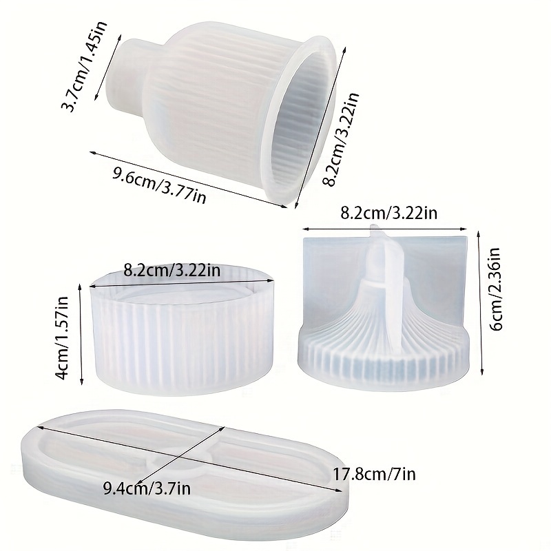 TEMU 3pcs Silicone Mold Suitable For Resin & Concrete Crafts - Oval Vase, Jar, Coaster Molds With Tray For Display, Storage Jars, Pottery Making,,
