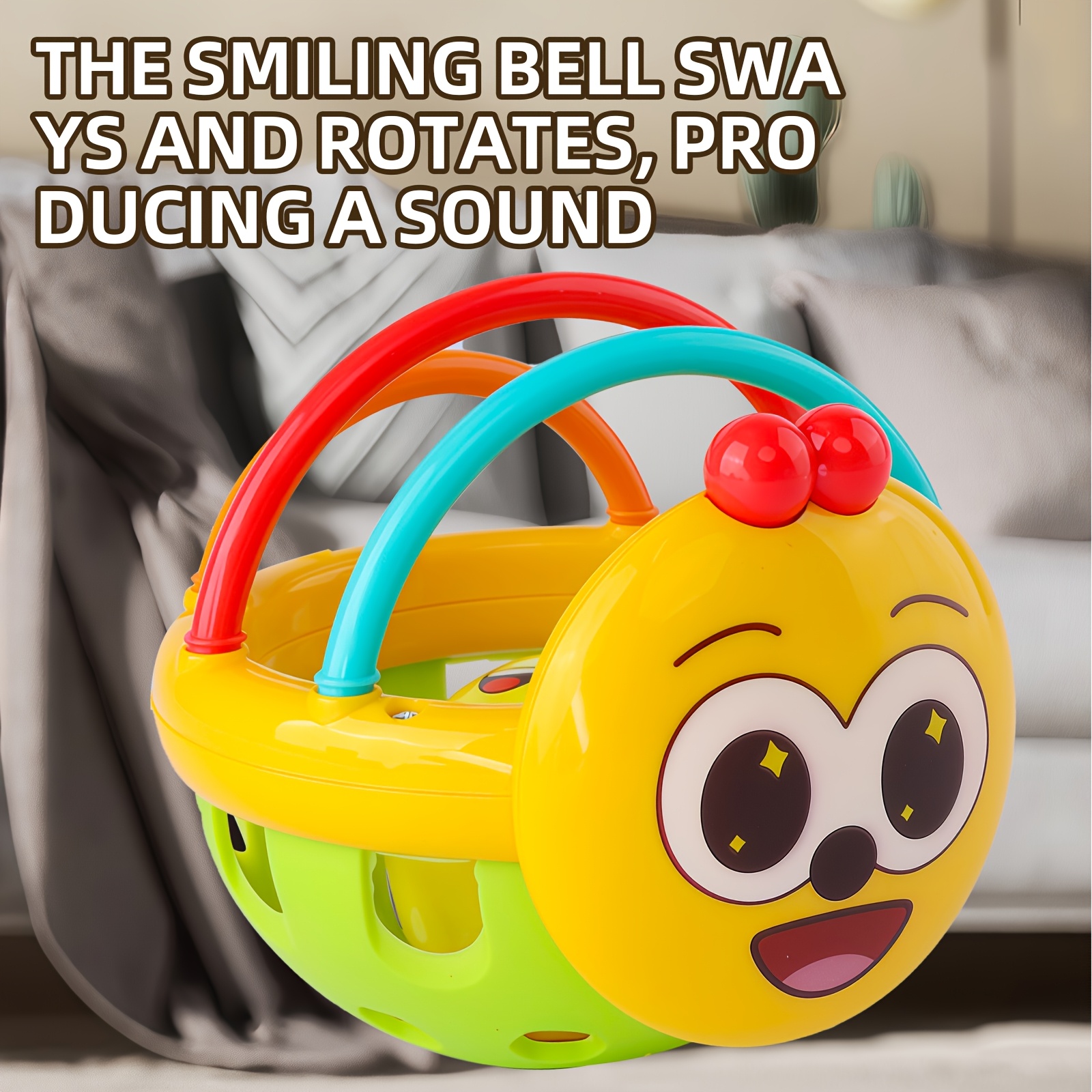 Handheld Vibration Sensory Toy for Babies, Colorful Cartoon Faces