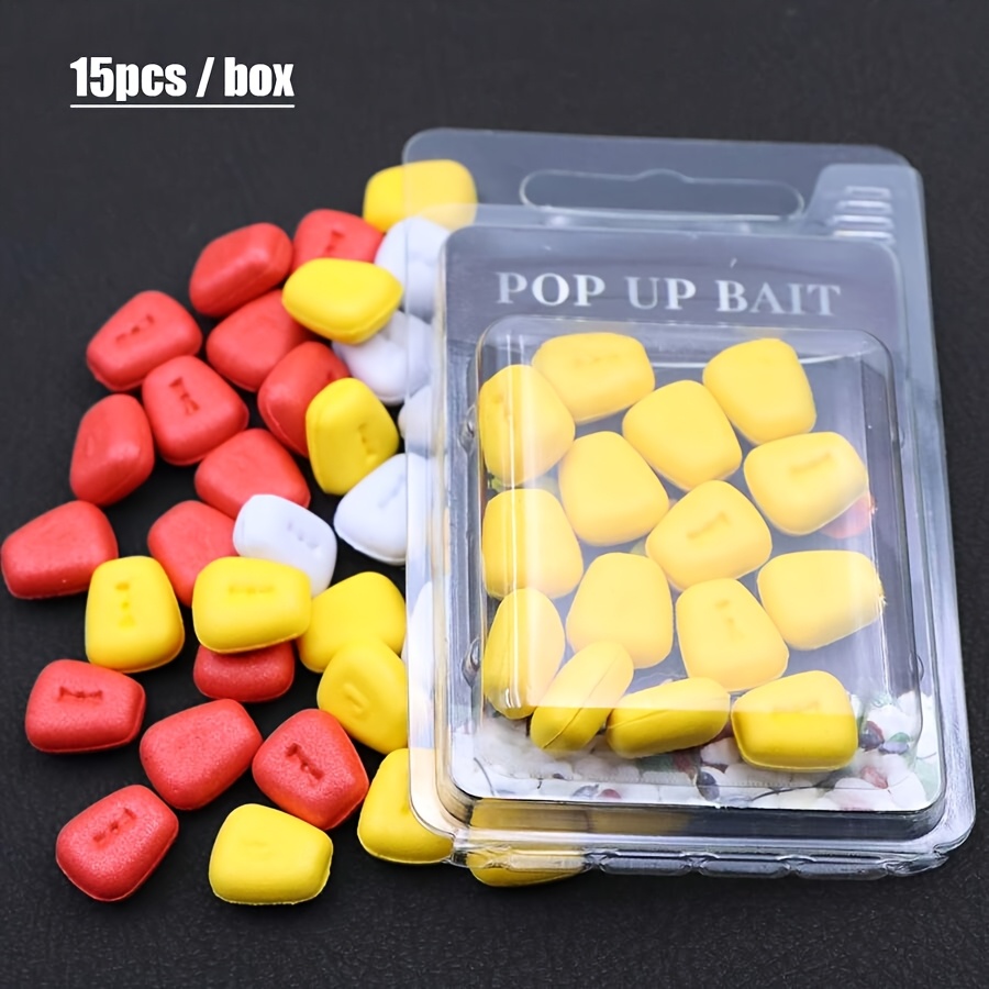 TEMU BRAVMACK Lot de 15 appâts de pêche à la artificiels flottants Pop-Up, adaptés aux accessoires de montage à cheveux et à hameçon pour la pêche à