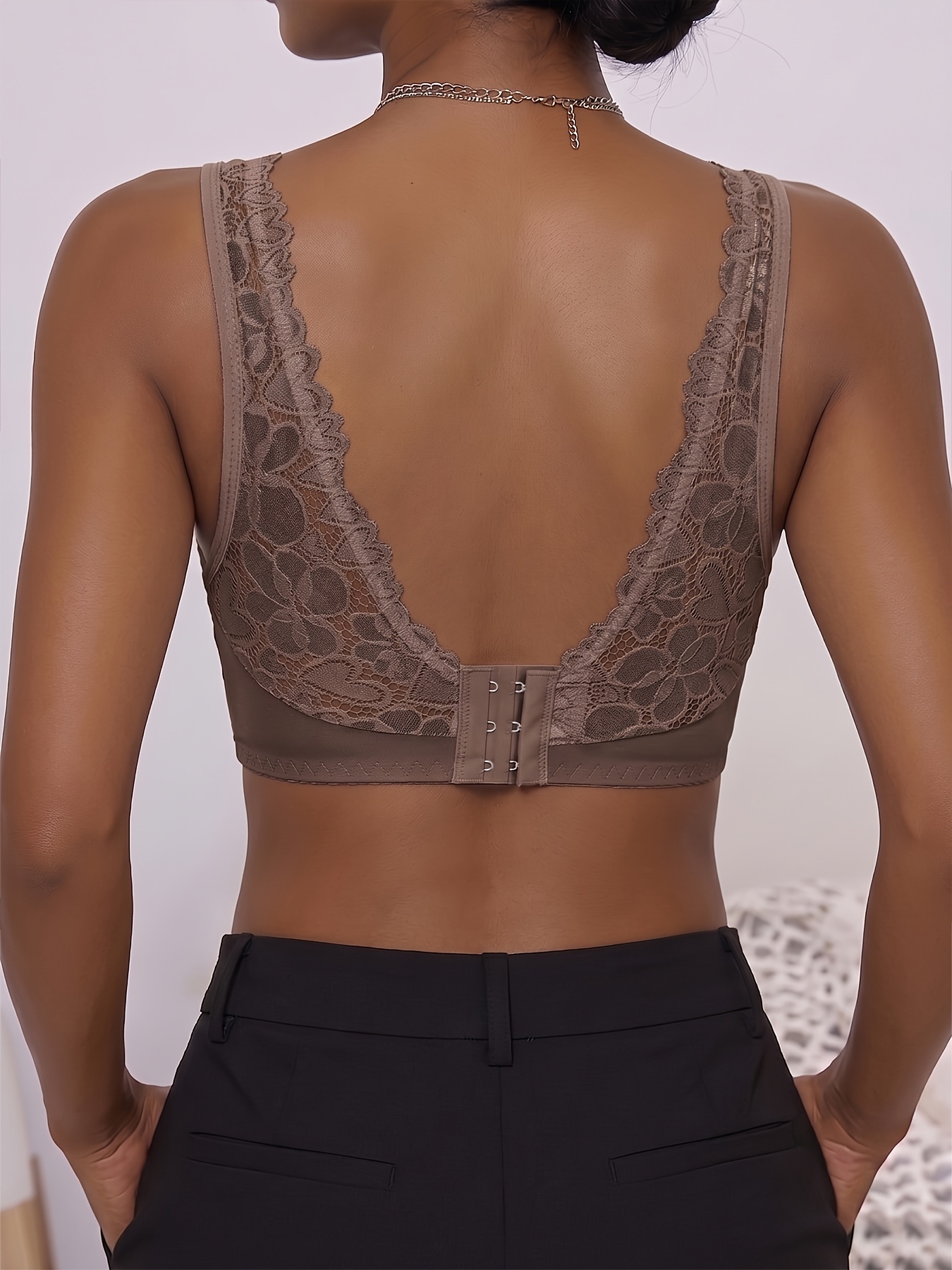3pcs Elegant Bras with Lace Deep V Floral Pattern