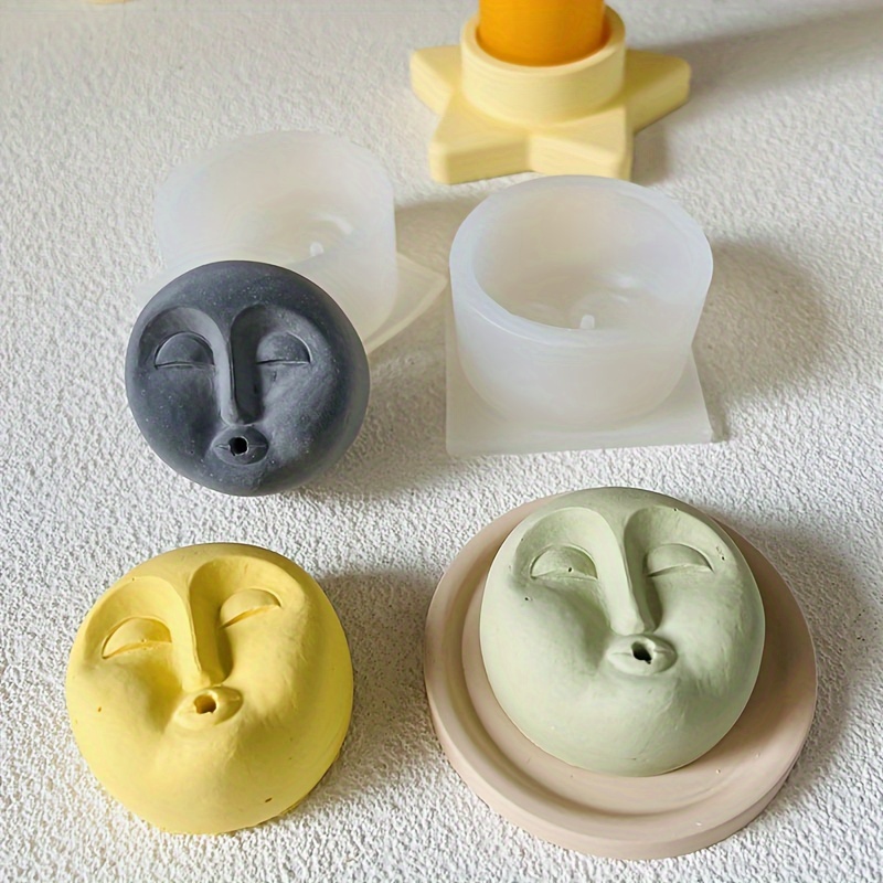 

1pc Cute Face Clay Mold For Incense Holder Diy Incense Insert Tray Mold Stick Hoder Mold Face Design Incense Burner Base Plaster Mold