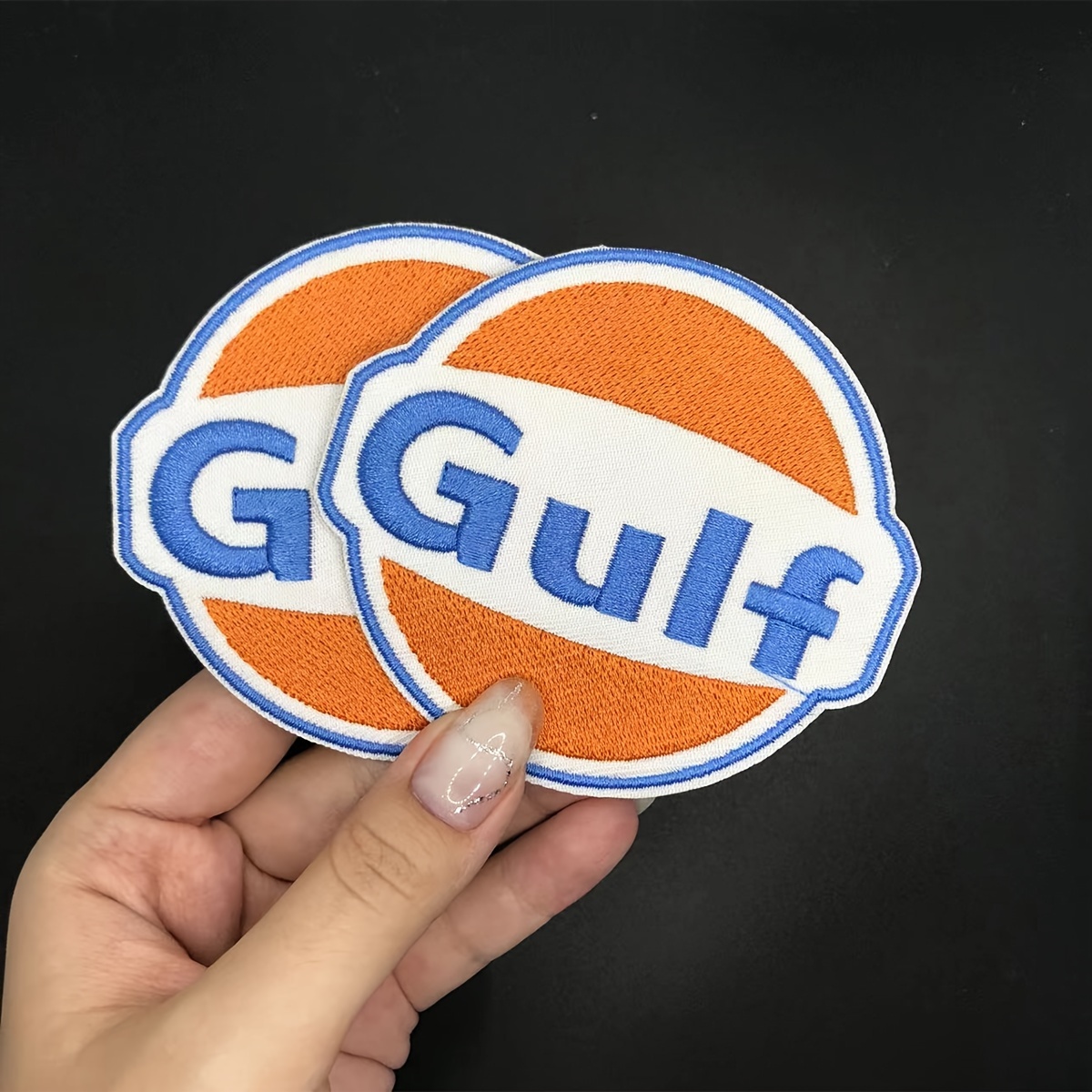 

2pcs Gulf Logo Embroidery Appliques, Sew On Patches For Clothing, Backpacks, Jeans, T-shirt