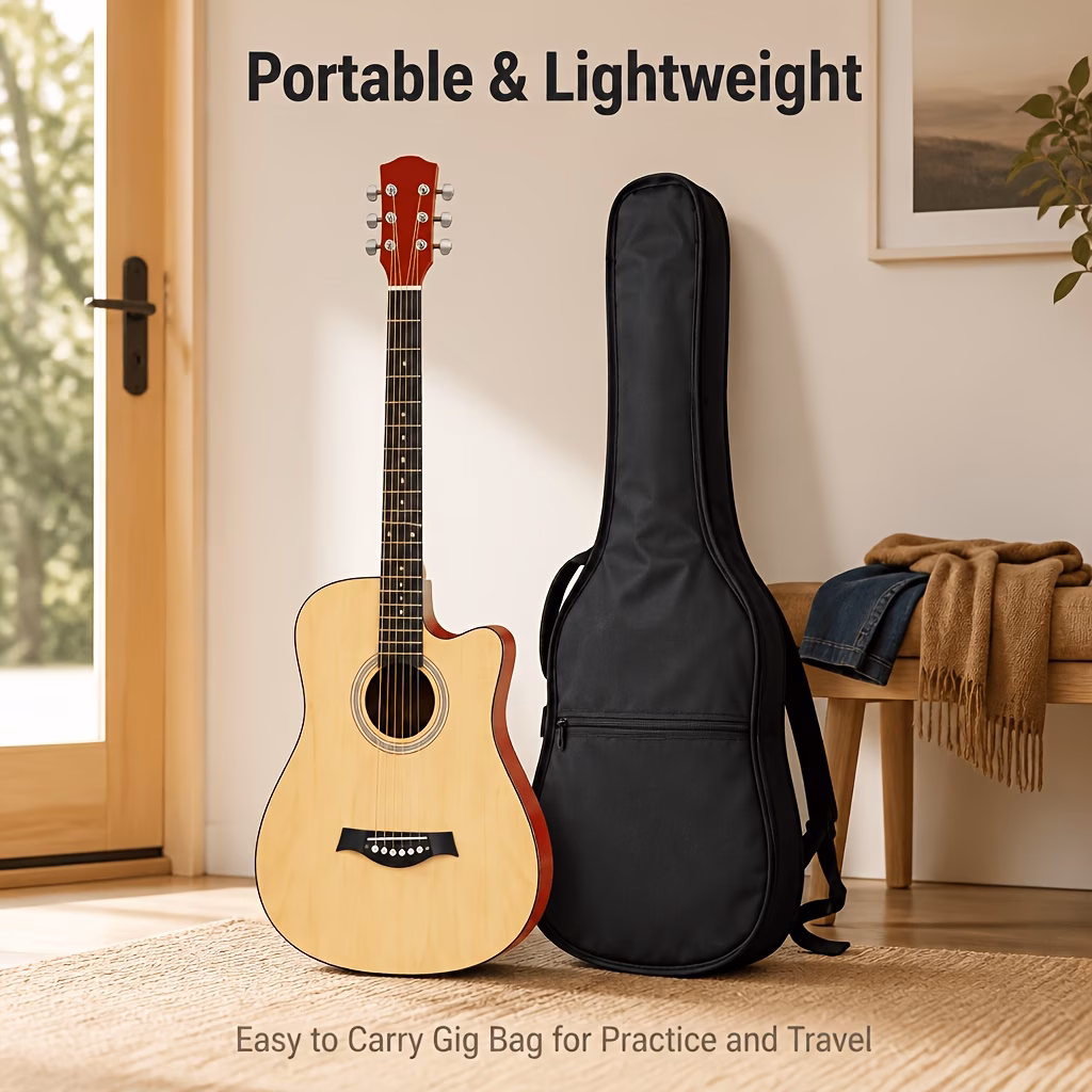 38 Inch Full-Size Portable Acoustic Guitar Suitable for Singing &...