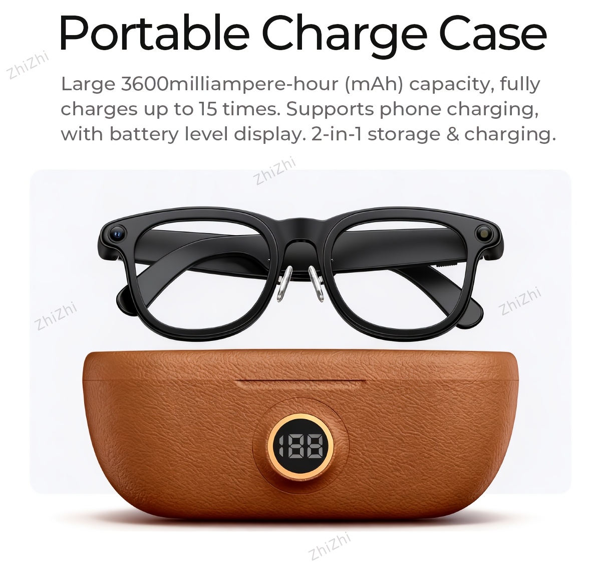 Zhizhi Ai Smart Glasses Ai with Camera And Audio for Men Women 4K with Charging Case Ai Smart Glasses Video Recording Chatgpt 800W Connect to Phone Equipped with a Chatgpt Translator And Dual Microphones for Noise Reduction