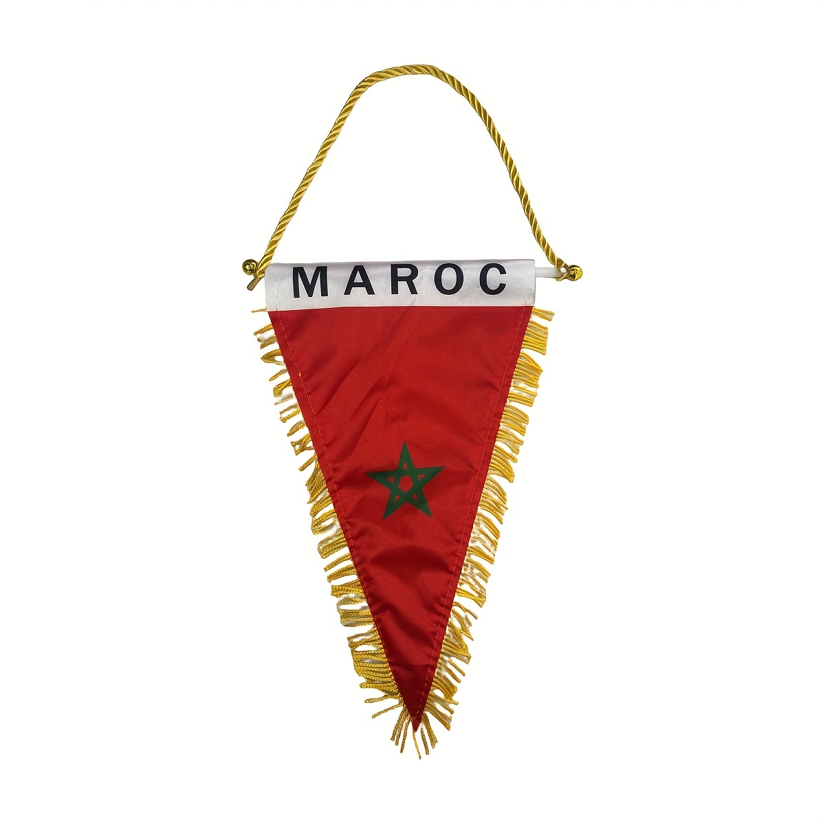 

1pc, Morocco Hanging Flag Triangle Ma Mar 9.8x5.9in/25x15cm Double Side Flag Banner Football Flag Car Rearview Mirror Decor Fringed Hanging Flag