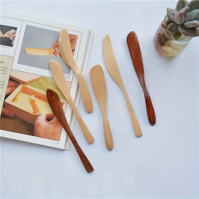 

2pcs Wooden Cheese Knife, Cute Bamboo Handmade Butter Spreader, Jam Spatula, Peanut Jam Spreader, Wooden Cake Butter Knife, Kitchen Gadgets