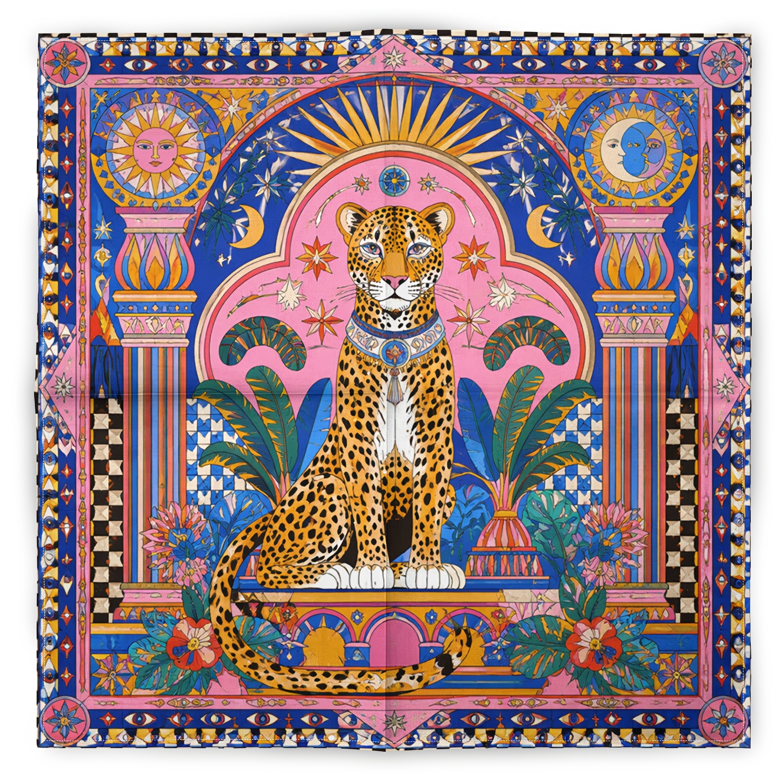 TEMU Foulard Chauffe-Cou Tendance Vintage Motif Léopard, Foulard Hip-Hop, Mouchoir Athlétique Carré Imprimé Plantes , Serviette Visage Individuelle,
