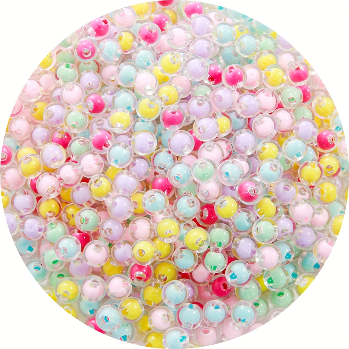 106pcs 8mm Random Color Mixing Acrylic Round Beads Mix Pastel Color Plastic Beads Cute Transparent Beads For Diy Bracelet Necklace Jewelry Making Handmade Crafts