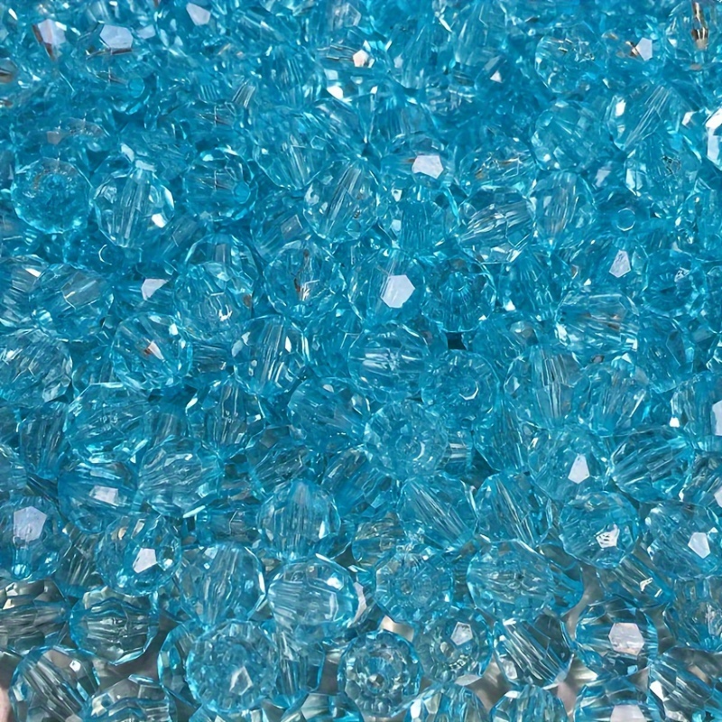 

500pcs 8mm Acrylic Beads, 32 Cut Transparent Crystal Loose Beads For Diy Handmade Bags, Pen Holder, Tissue Box, Door Curtain Crafts