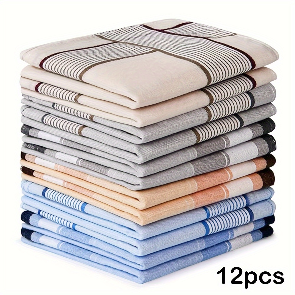 

12- Handkerchiefs, 100% Striped Pattern, Handkerchief Set For Men