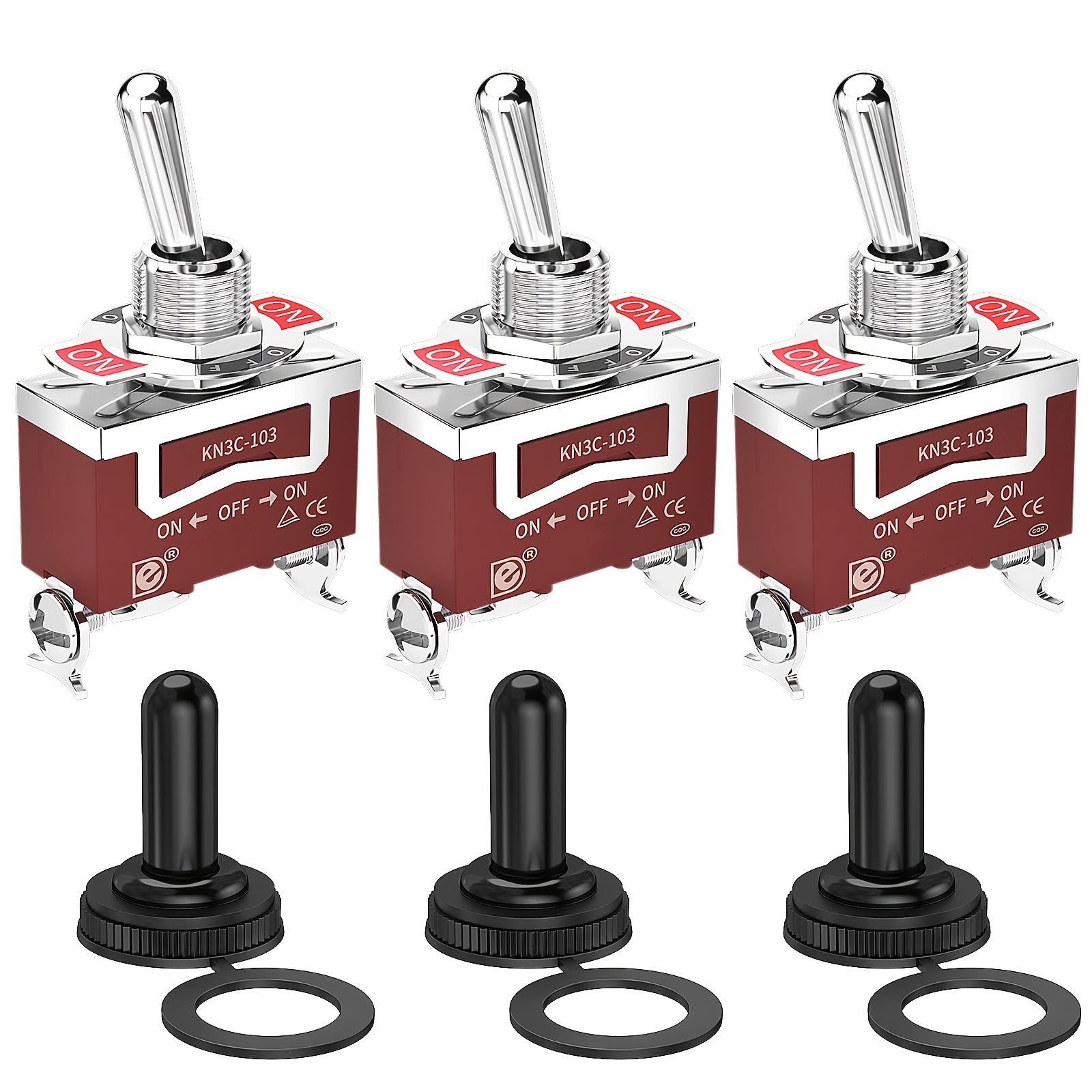 6-Pack 4-Pin Reverse Polarity Toggle Switch – 12V Momentary DPDT On-Off-On With Waterproof Boot Cap