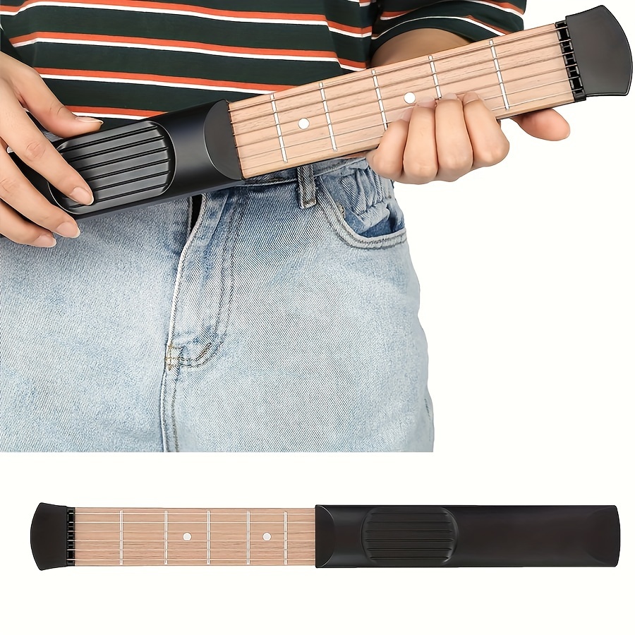 

1pc Portable Mini 6-string Guitar Practice Hand Training Tool, Chord Trainer, Black, Acoustic Guitar Accessory