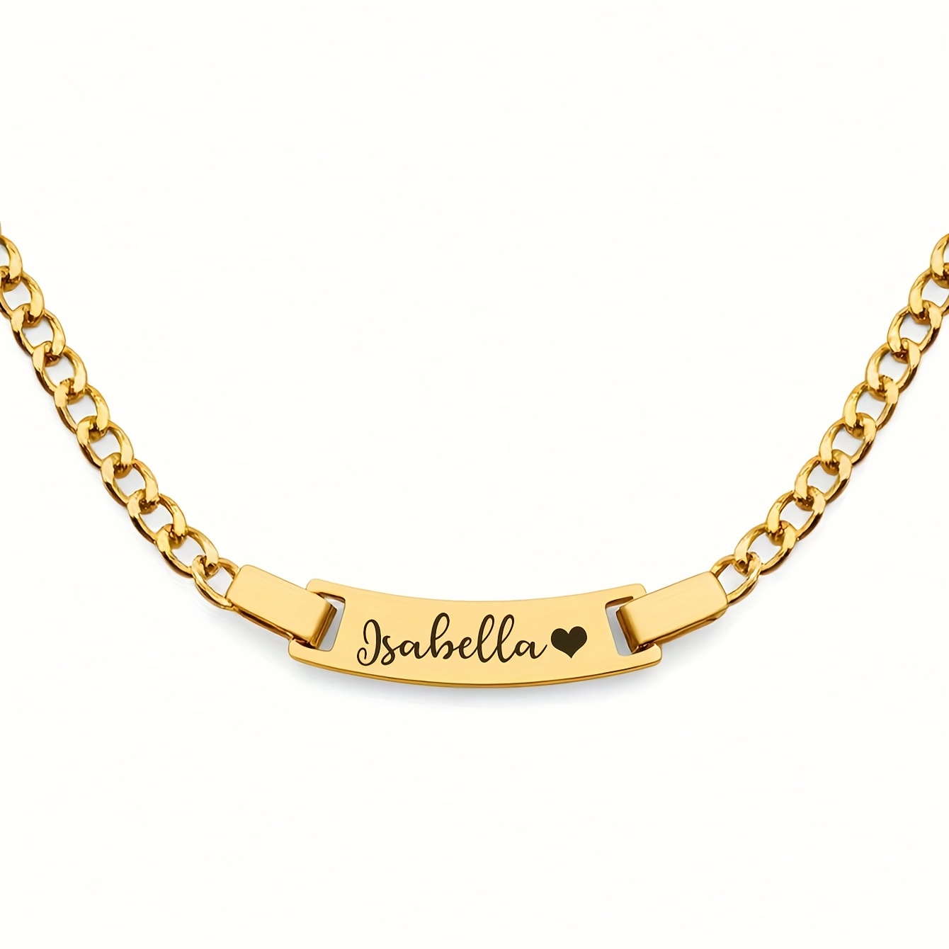 TEMU Custom Stainless Steel Laser Engraved Personalized / Name Necklace, Unique, Exquisite, Suitable As A Birthday Gift For