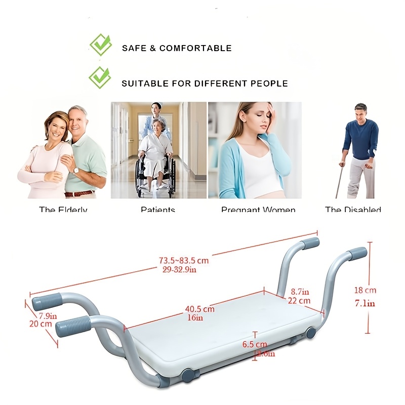 1pc Bath Bench Heavy Duty Shower Stool Aluminium Adjustable Length Bathroom Seat 72-82cm Can Load Up To Support 350ibs, Plastic Bathtub Seat For Elderly