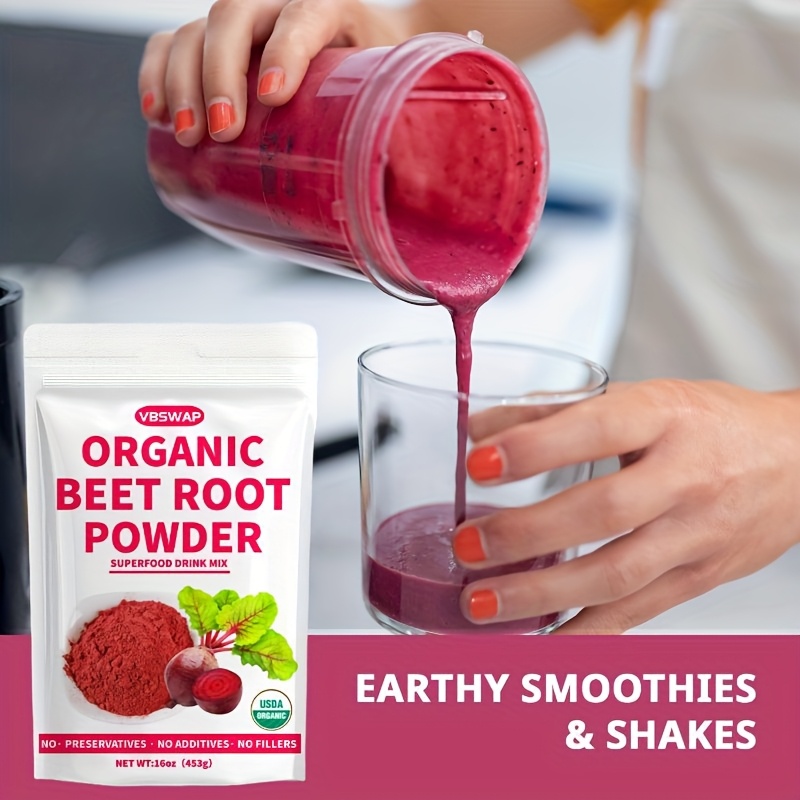 Organic Beetroot Powder 1 lb Natural Beetroot Juice Concentrate for Salads, Beverages, Baking, and Milkshakes