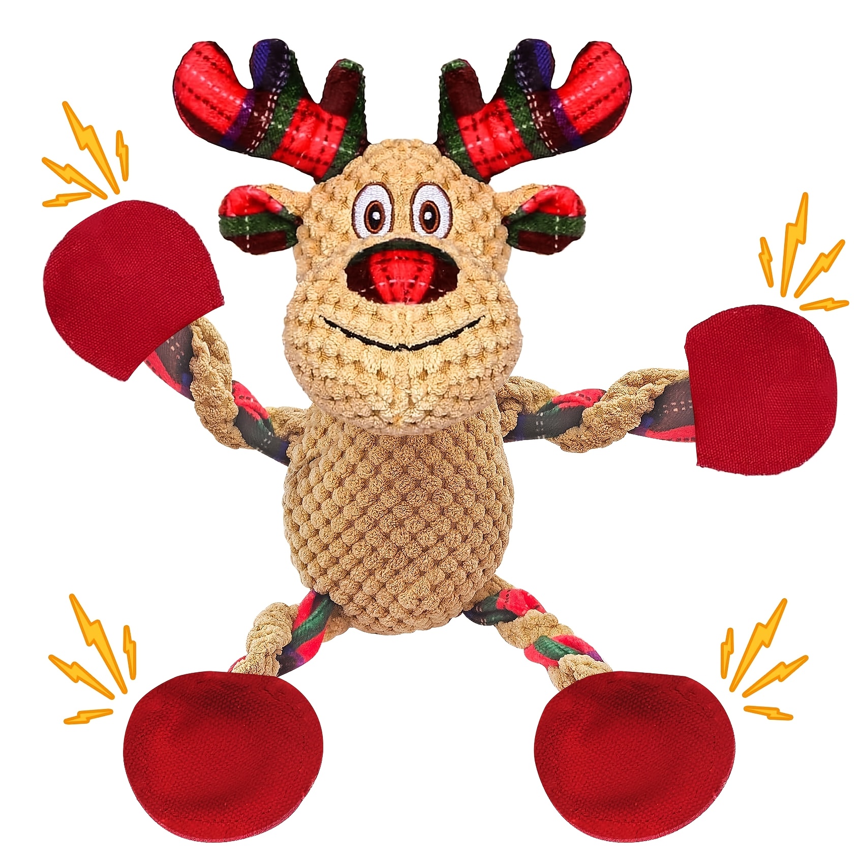 

Large Plush Christmas Elk Dog Toy With - Chew And Interactive Play For Medium To Large Breeds