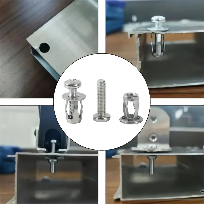 Juego de 52 piezas de pernos de expansión y tuercas de acero al carbono, con diseño de pétalos para encaje rápido, resistente y anticorrosivo, ideal para construcción, automóviles y equipos de comunicación