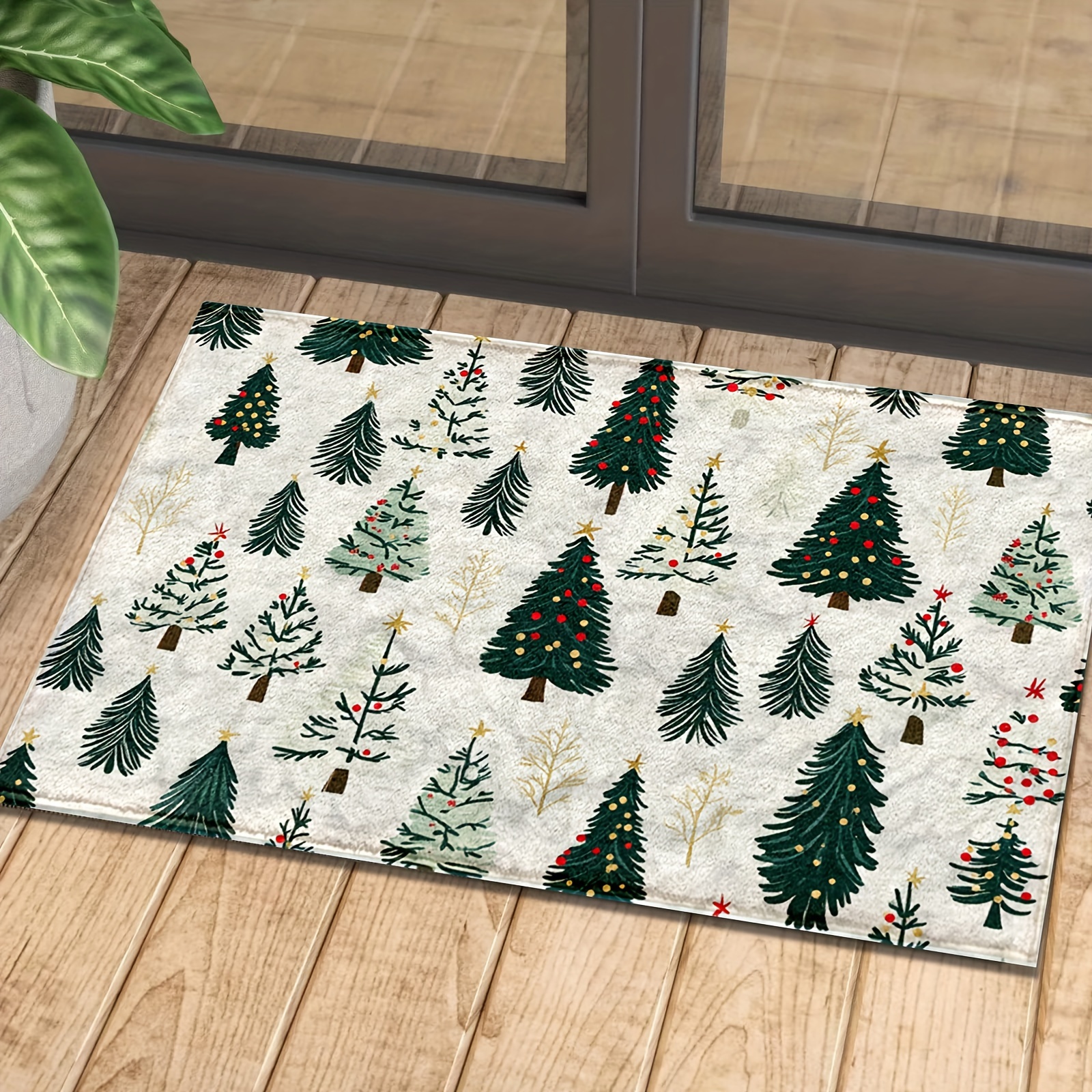 

Christmas Non-slip Bath Mat - Cashmere, Absorbent & Stain-resistant, Bedroom, Bathroom, Kitchen, And Entryway - Machine Washable Holiday Decor, Fluffy Plush Winter Decor Decoration