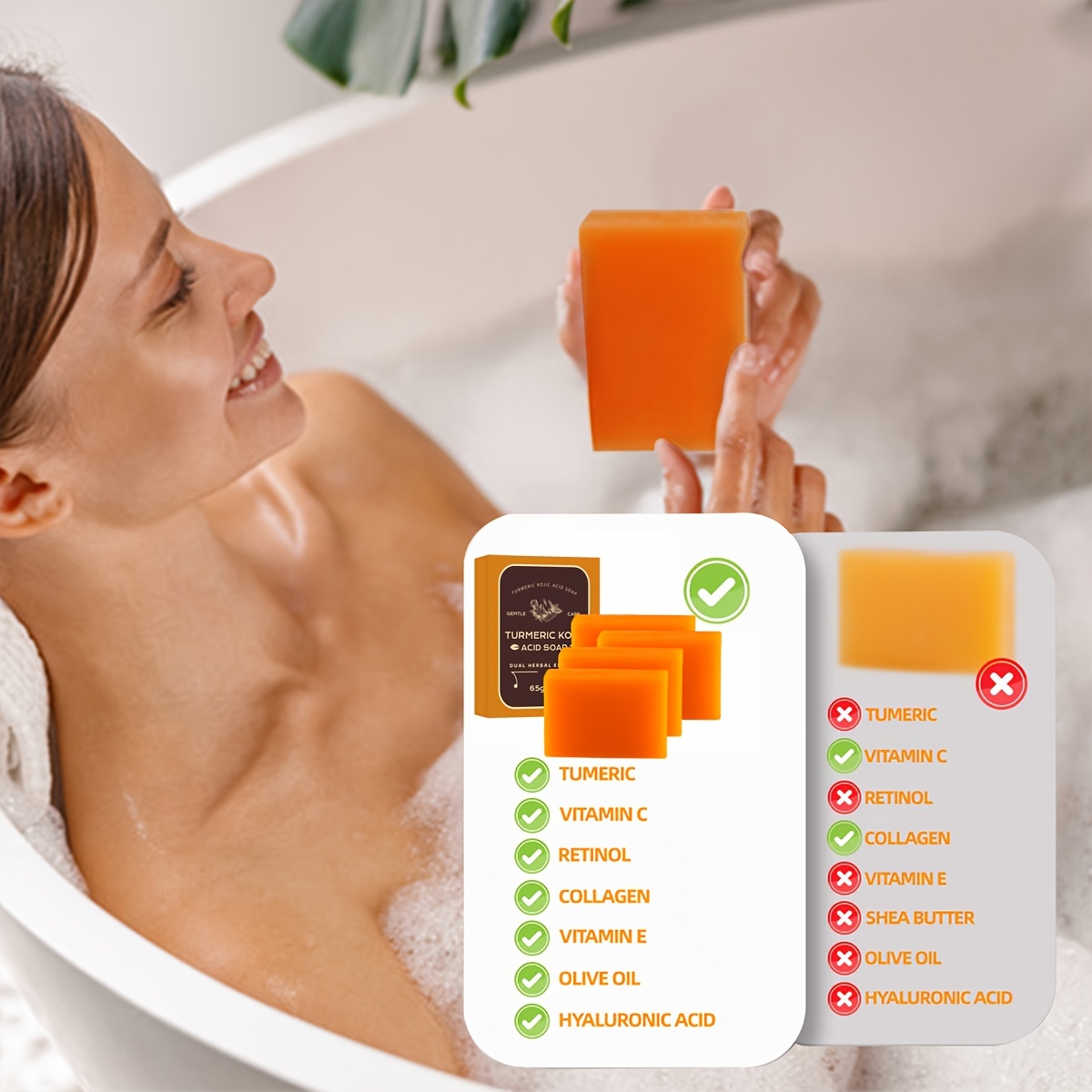 4pcs turmeric kojic acid soap 2 29oz turmeric for face and body cleansing improve and details 1