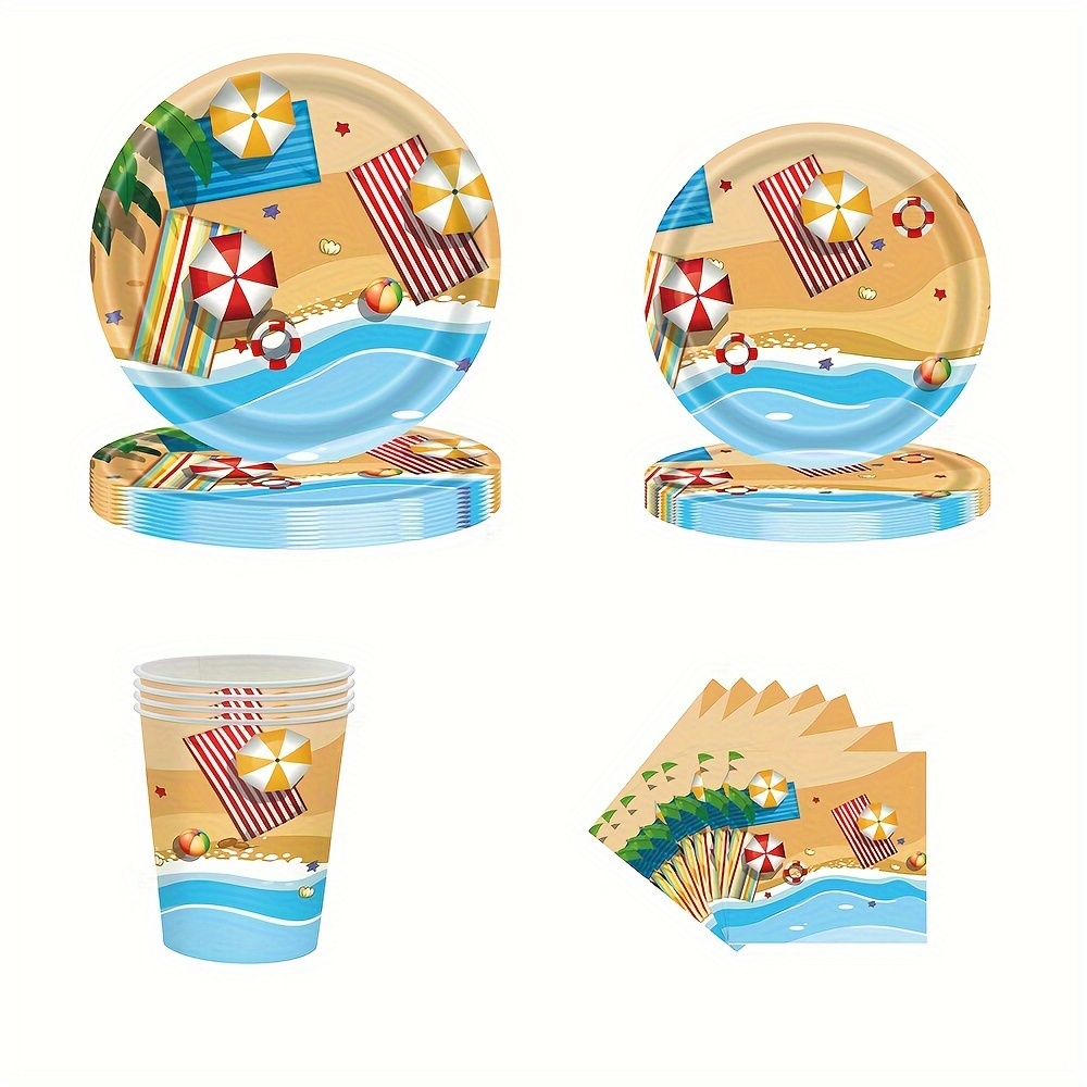 Serves 18 Complete Beach Party Supplies, Beach Birthday, Summer Birthday  party bash, Surf Tropical Theme, Summer Party plates, Beach Party plates