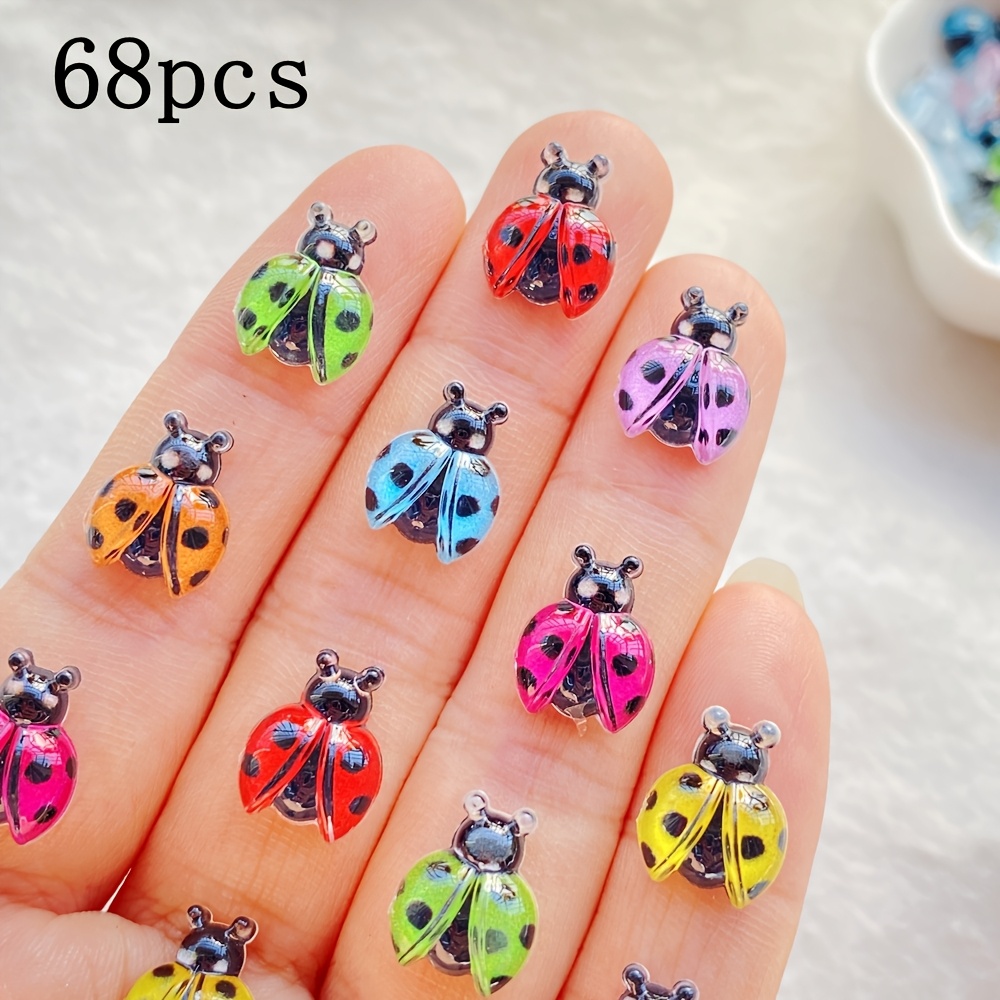 Image of 32/68pcs Mixed Colorful Cartoon Insect Flatback Resin Nail Art Decorations - For Nail Art, Scrapbooking, Diy Wedding Decor - Ideal Gift For Valentine's Day, Easter, And Mother's Day