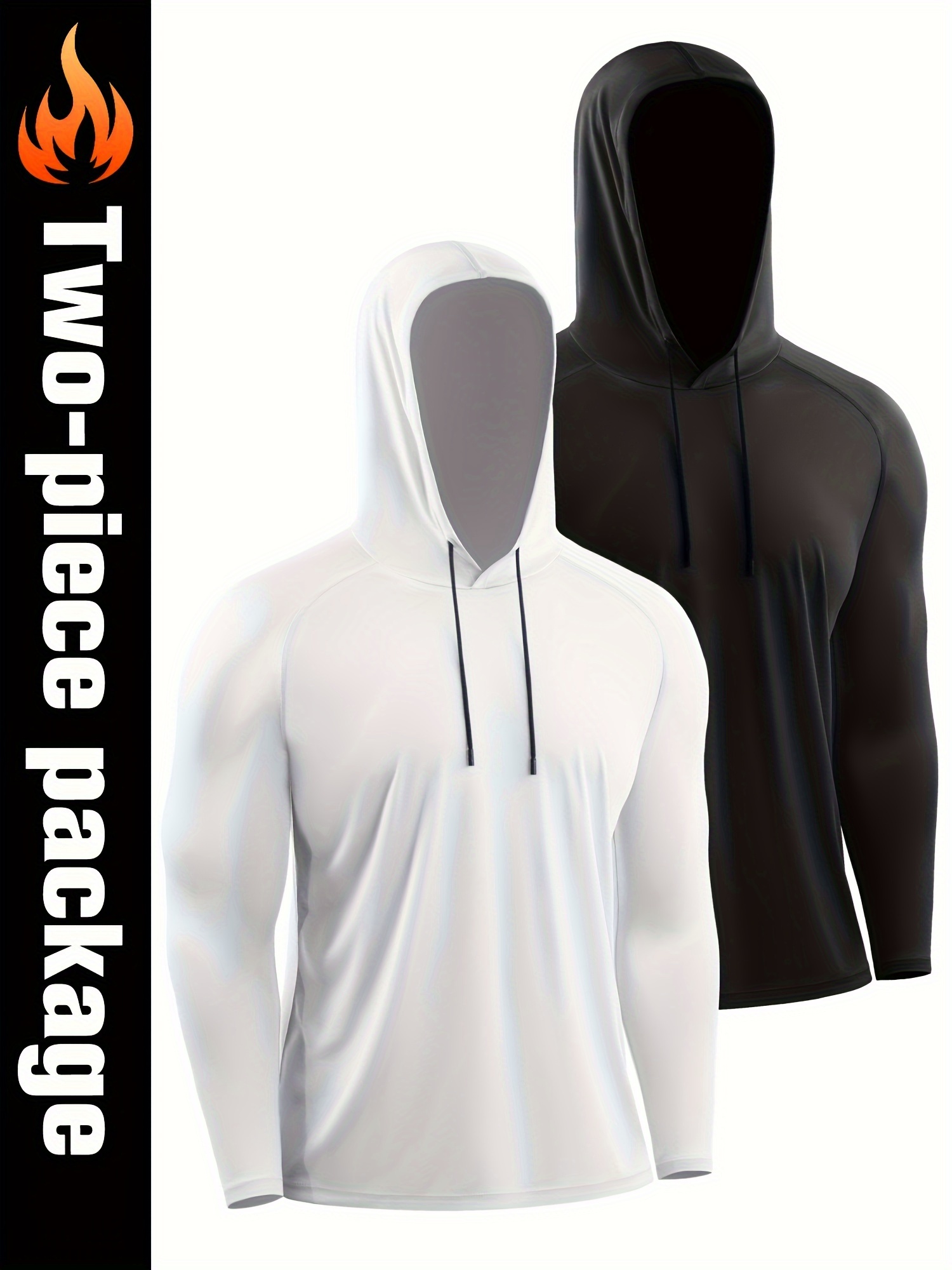 two-pack men's outdoor hooded long-sleeve sports t-shirt