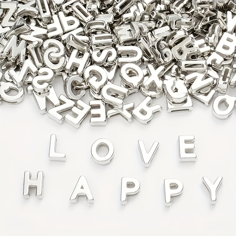 Image of 150/300pcs Mixed Alphabet Letter Beads, Plastic Silvery Acrylic English Alphabet Beads, For Jewelry Making, Diy Crafts, Pendants, Necklaces, Bracelets, Keychains, Earrings
