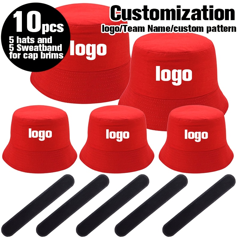 TEMU 10pcs Set (including 5 Fisherman Hats And 5 Sweat Patches). Customizable, With To Print Logos, Team Names, Or Company Names. Hats.