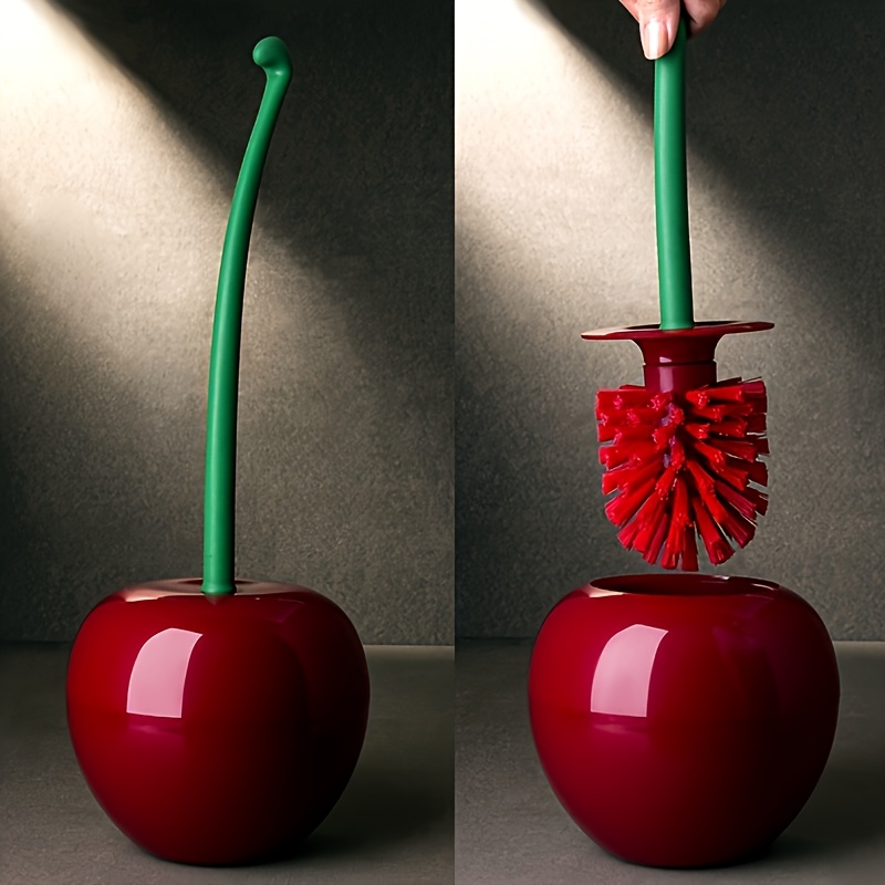 TEMU Ensemble de Brosse de Toilette Rouge, Jolie Brosse de Toilette à Long Manche avec Tête et Manche Amovibles, Accessoires de Nettoyage et