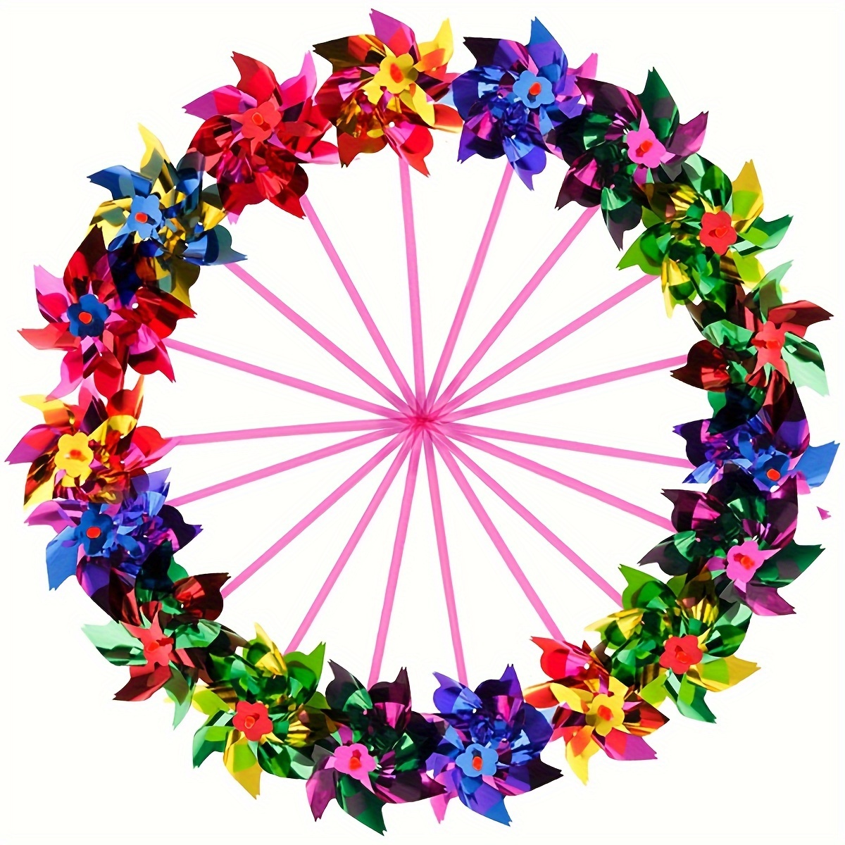 

20 Colorful Plastic Pinwheel Windmills - Perfect For Garden, Lawn Or Decoration - No Battery Required - Outdoor Decorations